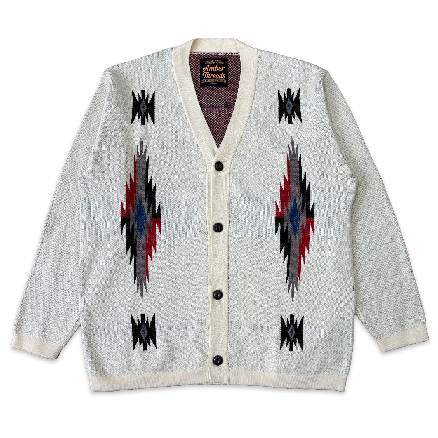 ネイティブ柄 コットンニットカーディガン / Native Cotton Knit Cardigan 【Amber Threads】