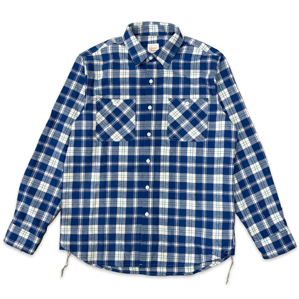 先染めコットン チェックフランネルワークシャツ / Cotton Flannel Check Shirt 【Amber Threads】