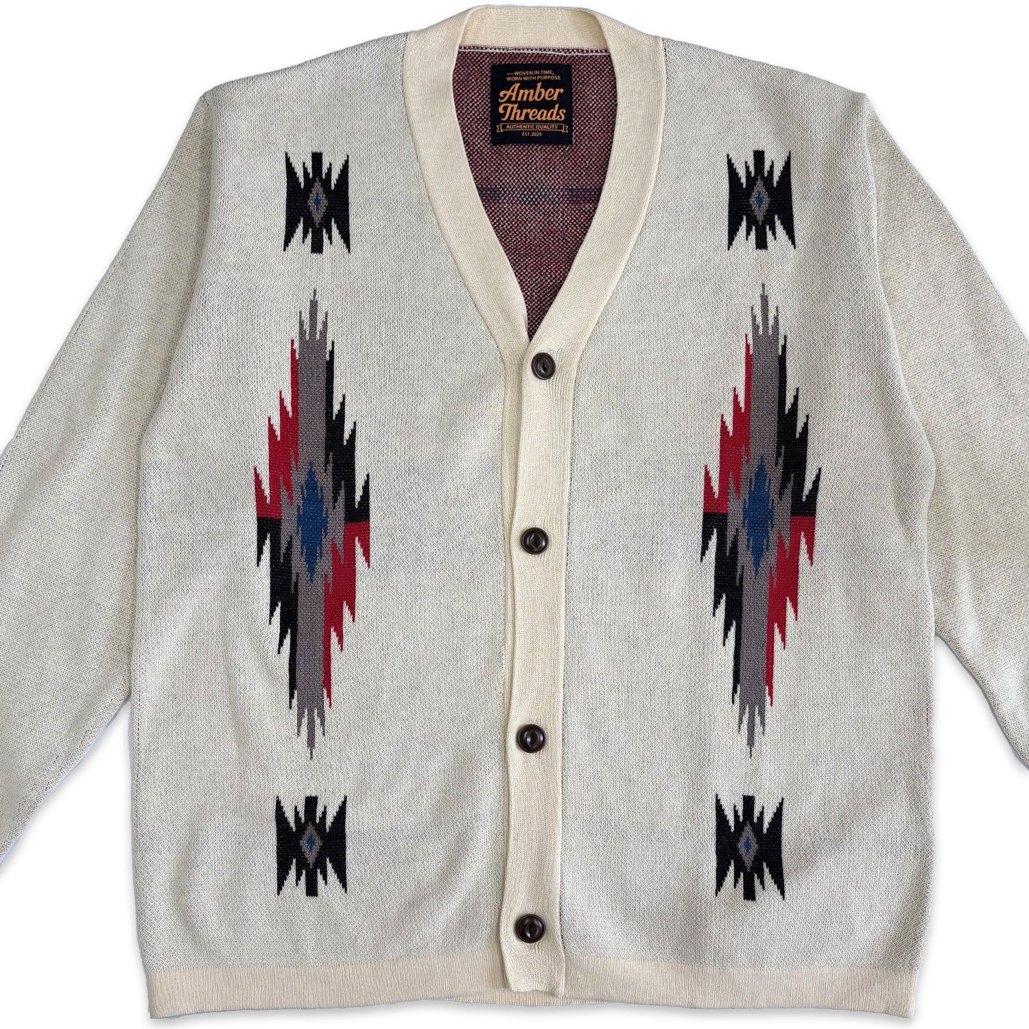 ネイティブ柄 コットンニットカーディガン / Native Cotton Knit Cardigan 【Amber Threads】