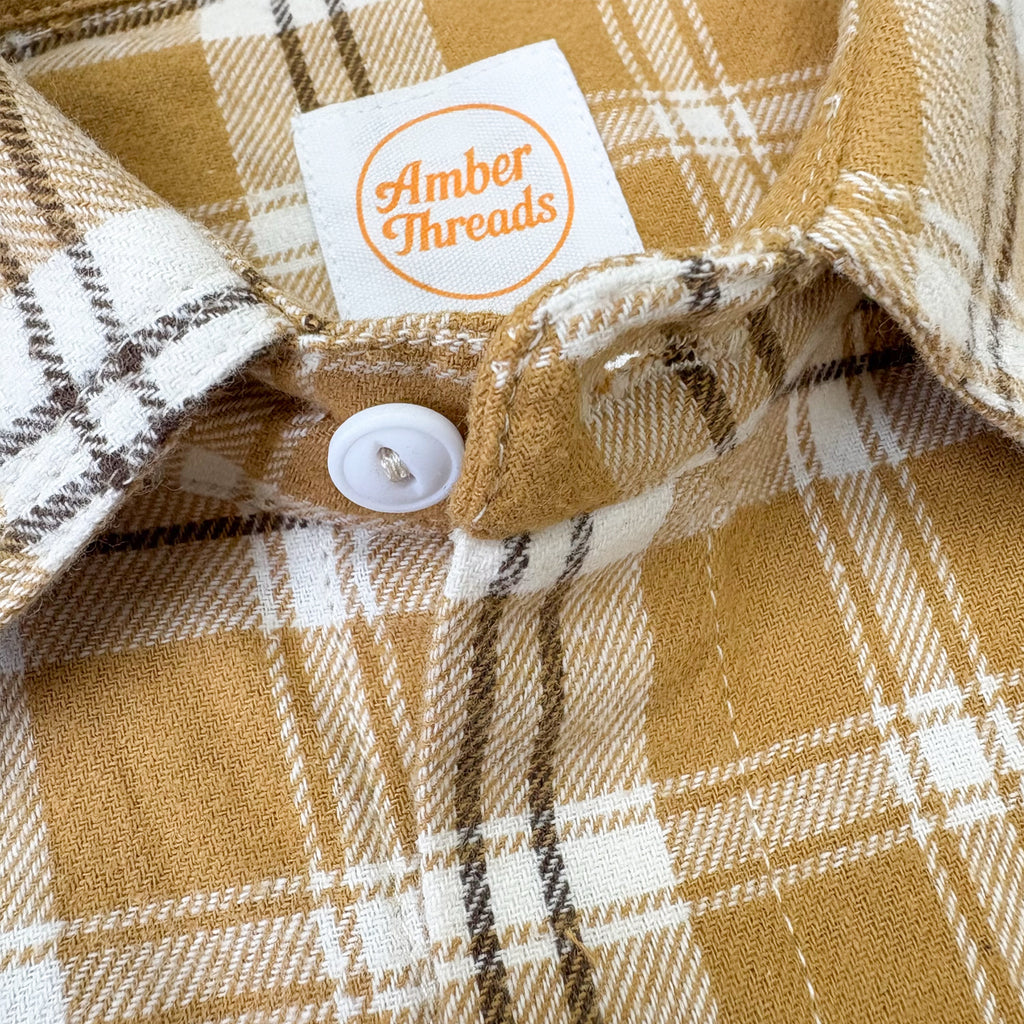 先染めコットン チェックフランネルワークシャツ / Cotton Flannel Check Shirt 【Amber Threads】