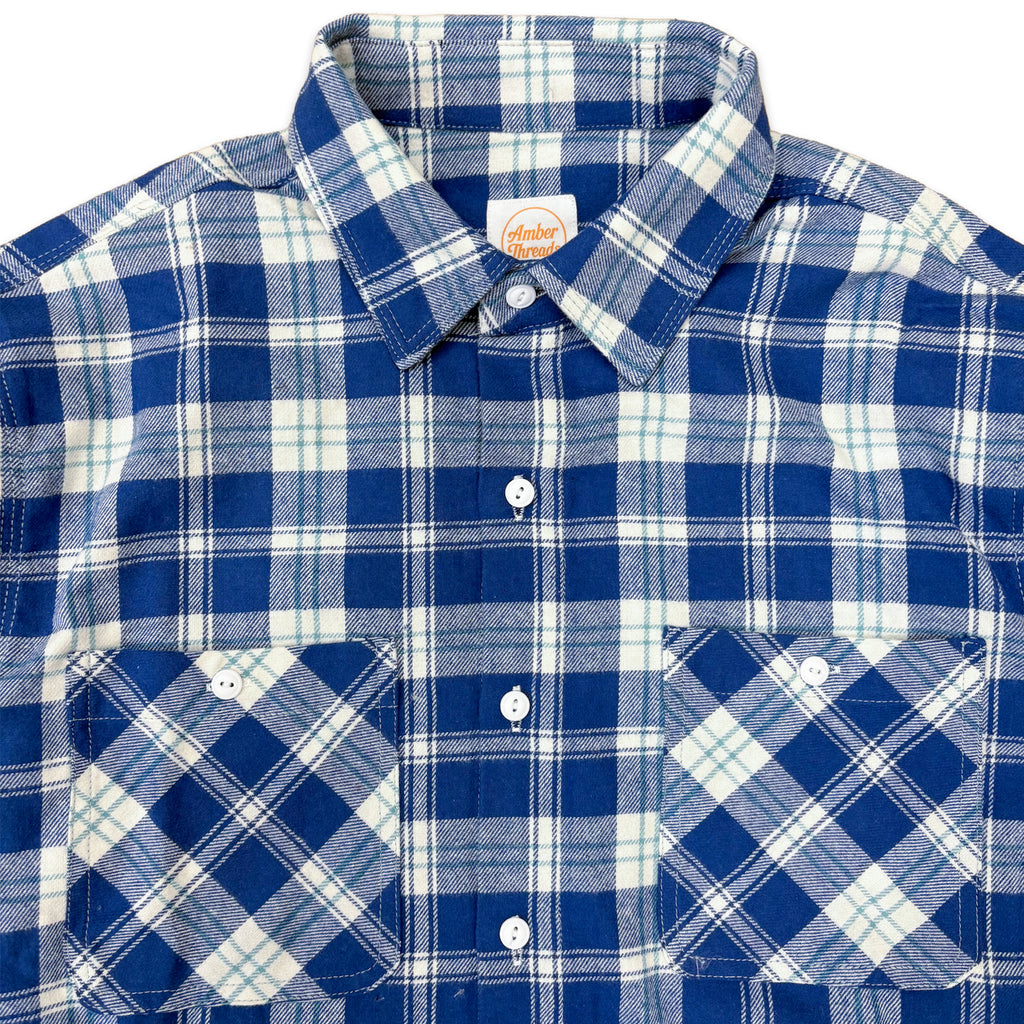 先染めコットン チェックフランネルワークシャツ / Cotton Flannel Check Shirt 【Amber Threads】