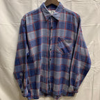 【中古】【古着】チェック L/S フランネルシャツ ブルー Lサイズ