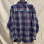 【中古】【古着】チェック L/S フランネルシャツ ブルー Lサイズ