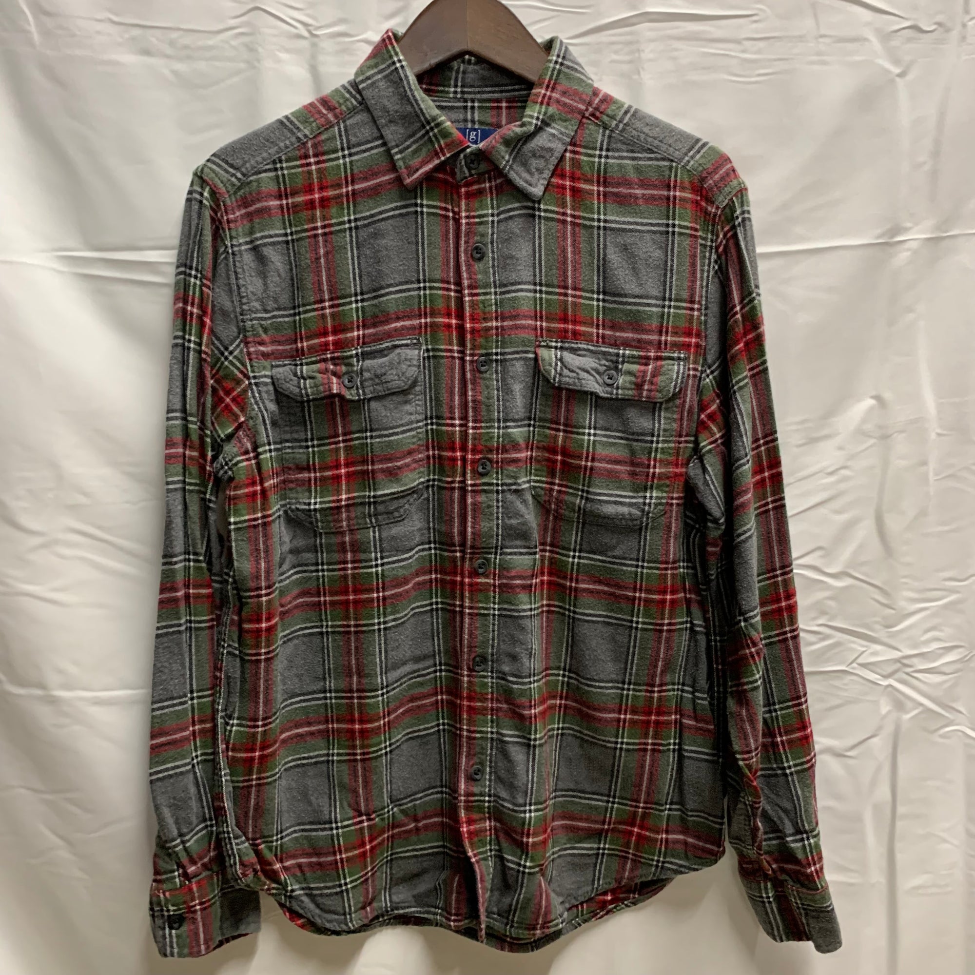 【中古】【古着】GEORGE チェック シャツ グレー Mサイズ