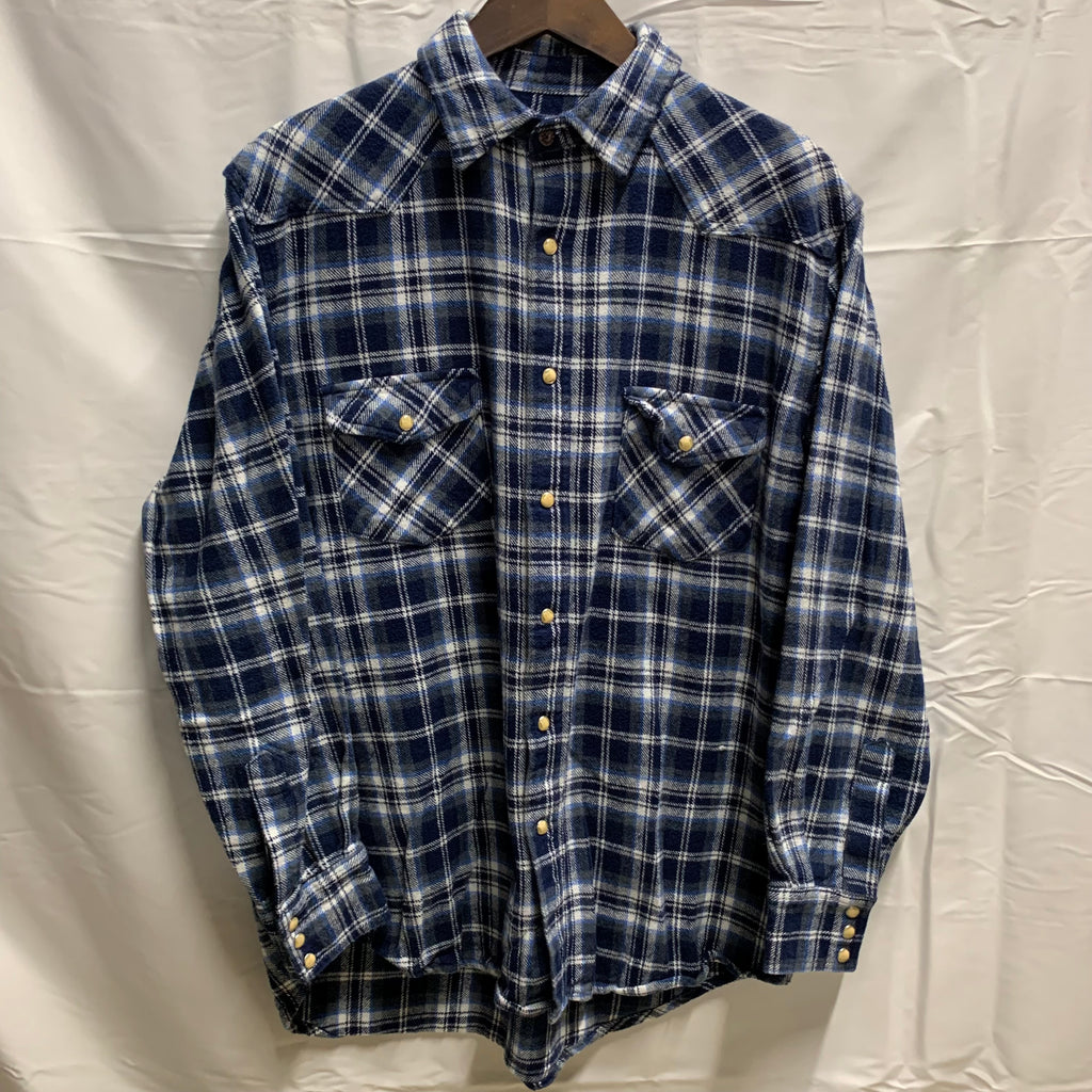 【中古】【古着】MOOSE CREEK チェック シャツ ブルー XLTサイズ