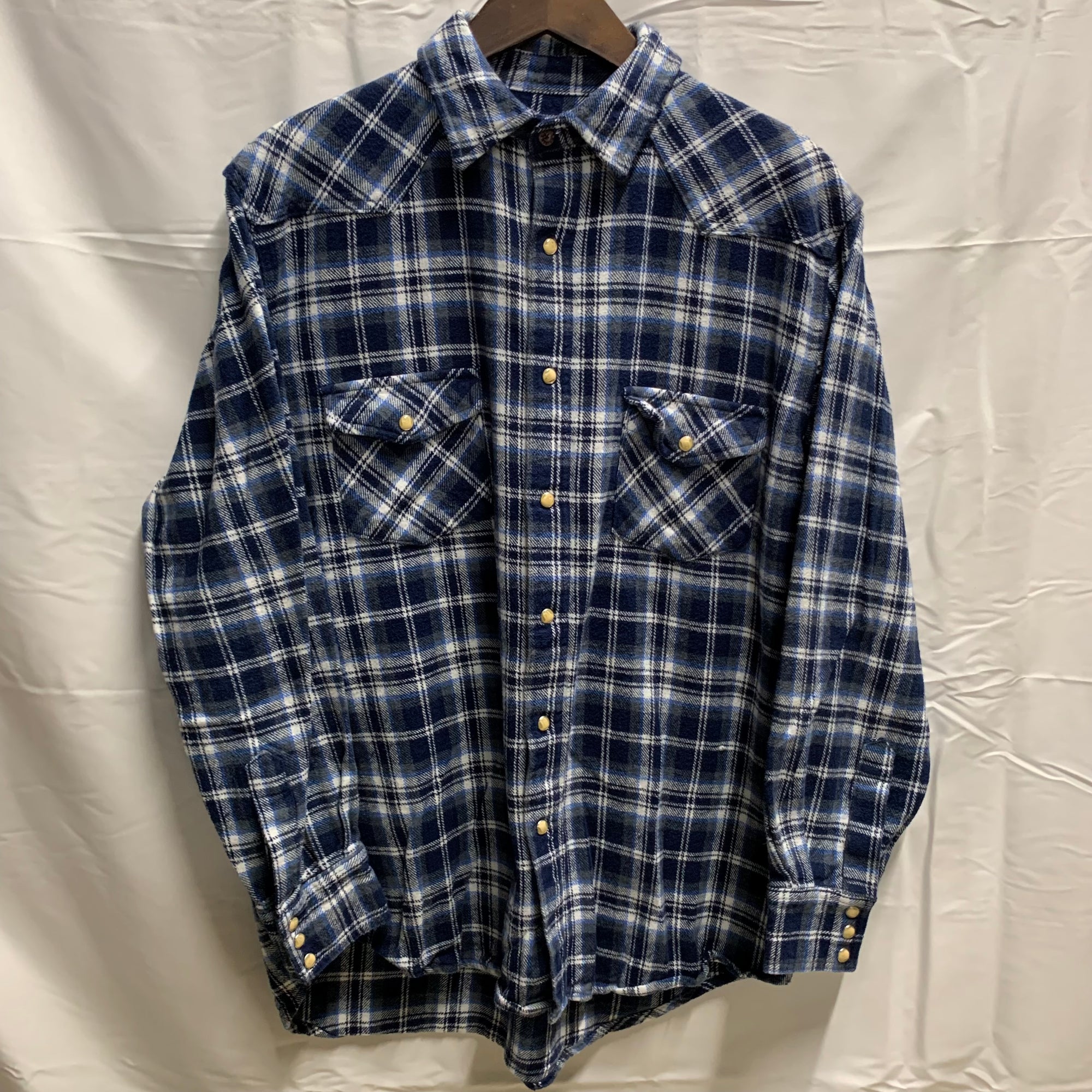 【中古】【古着】MOOSE CREEK チェック シャツ ブルー XLTサイズ