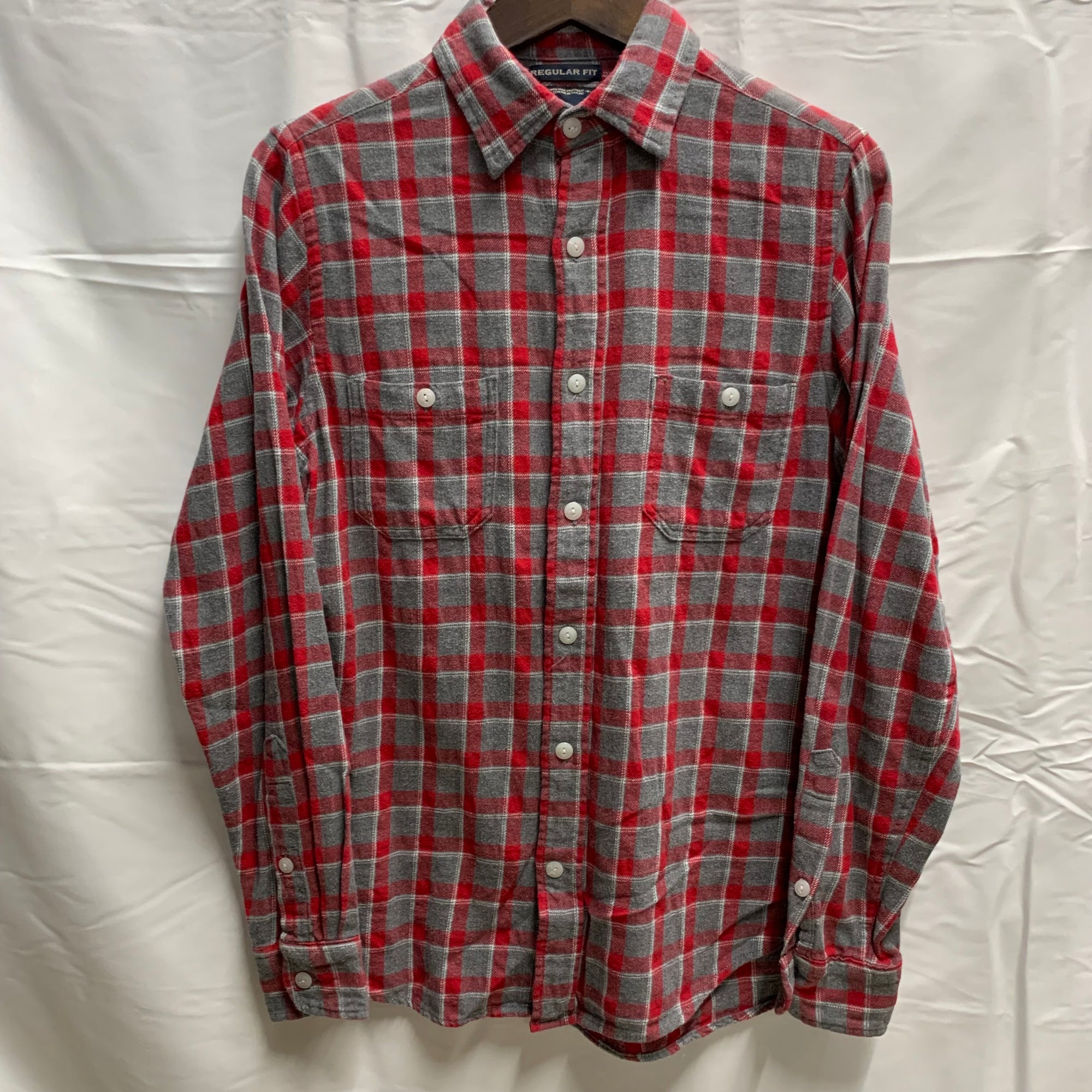 【中古】【古着】OLD NAVY チェック L/S フランネルシャツ グレー XXSサイズ