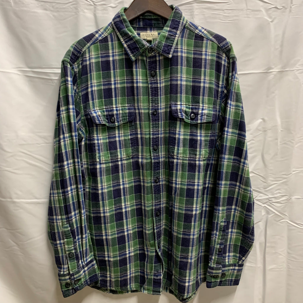 【中古】【古着】SONOMA LIFE+STYLE チェック シャツ ブルー Lサイズ