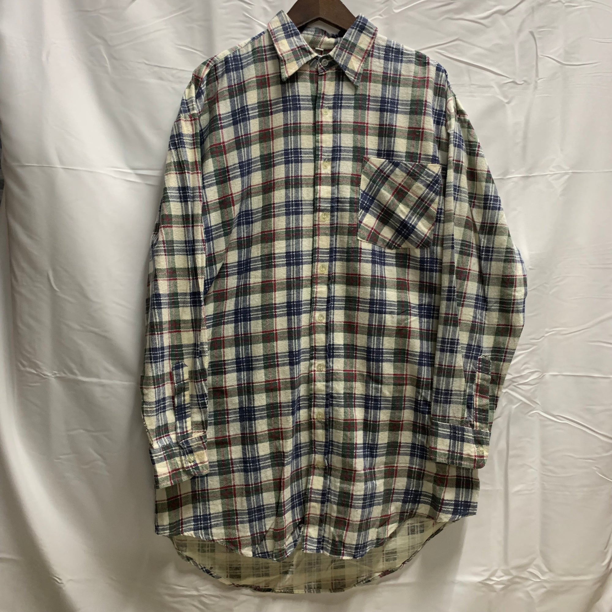 【中古】【古着】COUNTRY チェック シャツ ホワイト 41/42サイズ