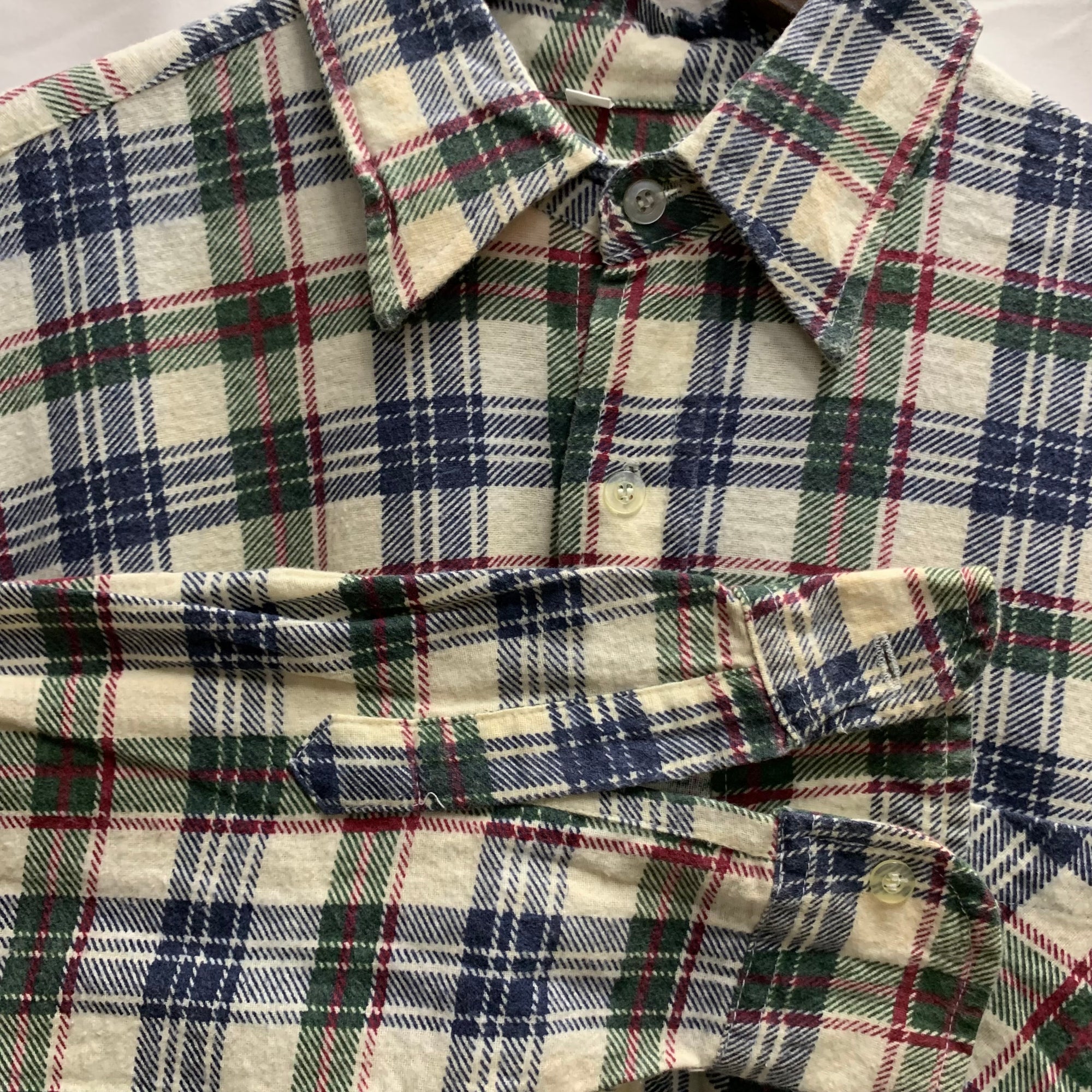 【中古】【古着】COUNTRY チェック シャツ ホワイト 41/42サイズ