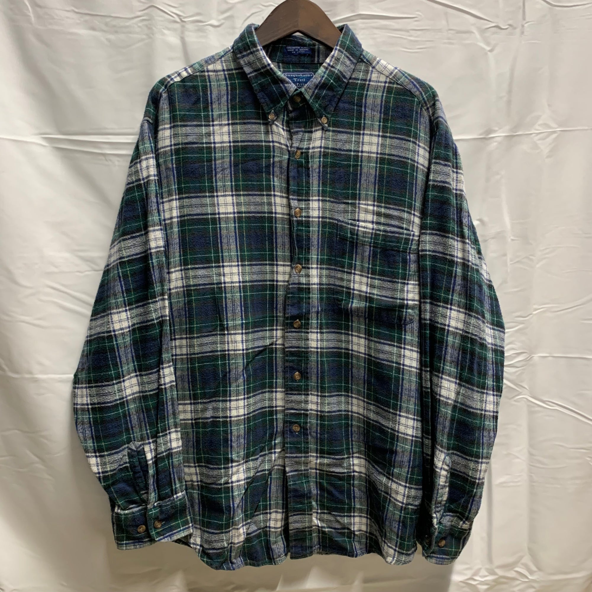 【中古】【古着】SUSQUEHANNA TRAIL Outfitters チェック シャツ ブルー XLサイズ