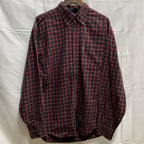 【中古】【古着】NAUTICA チェック シャツ ネイビー×レッド Lサイズ