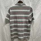 【古着】HILFIGER DENIM ボーダー S/S ポロシャツ グレー×ホワイト×レッド Lサイズ