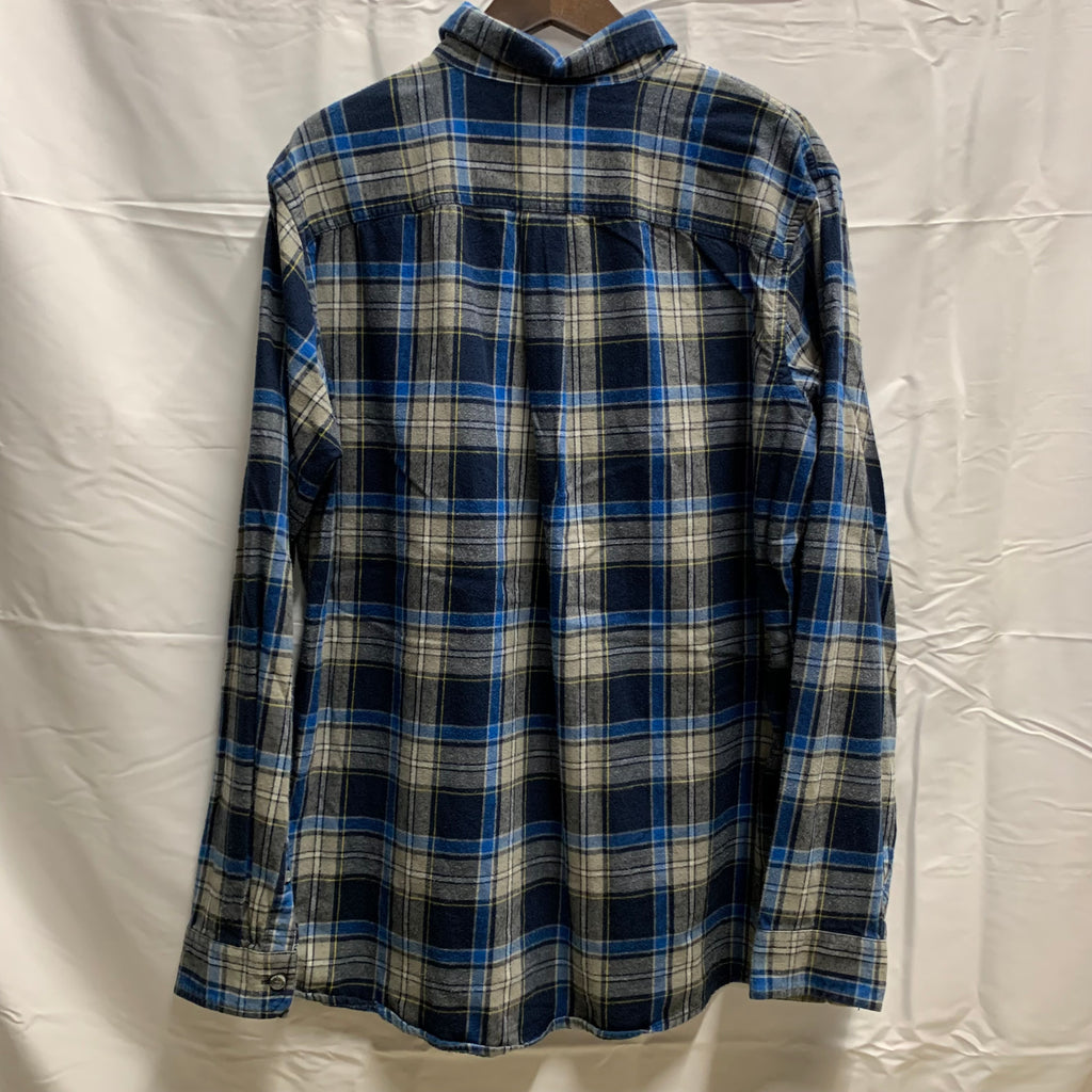 【中古】【古着】Eddie Bauer チェック シャツ ブルー×ネイビー×グレー TLサイズ