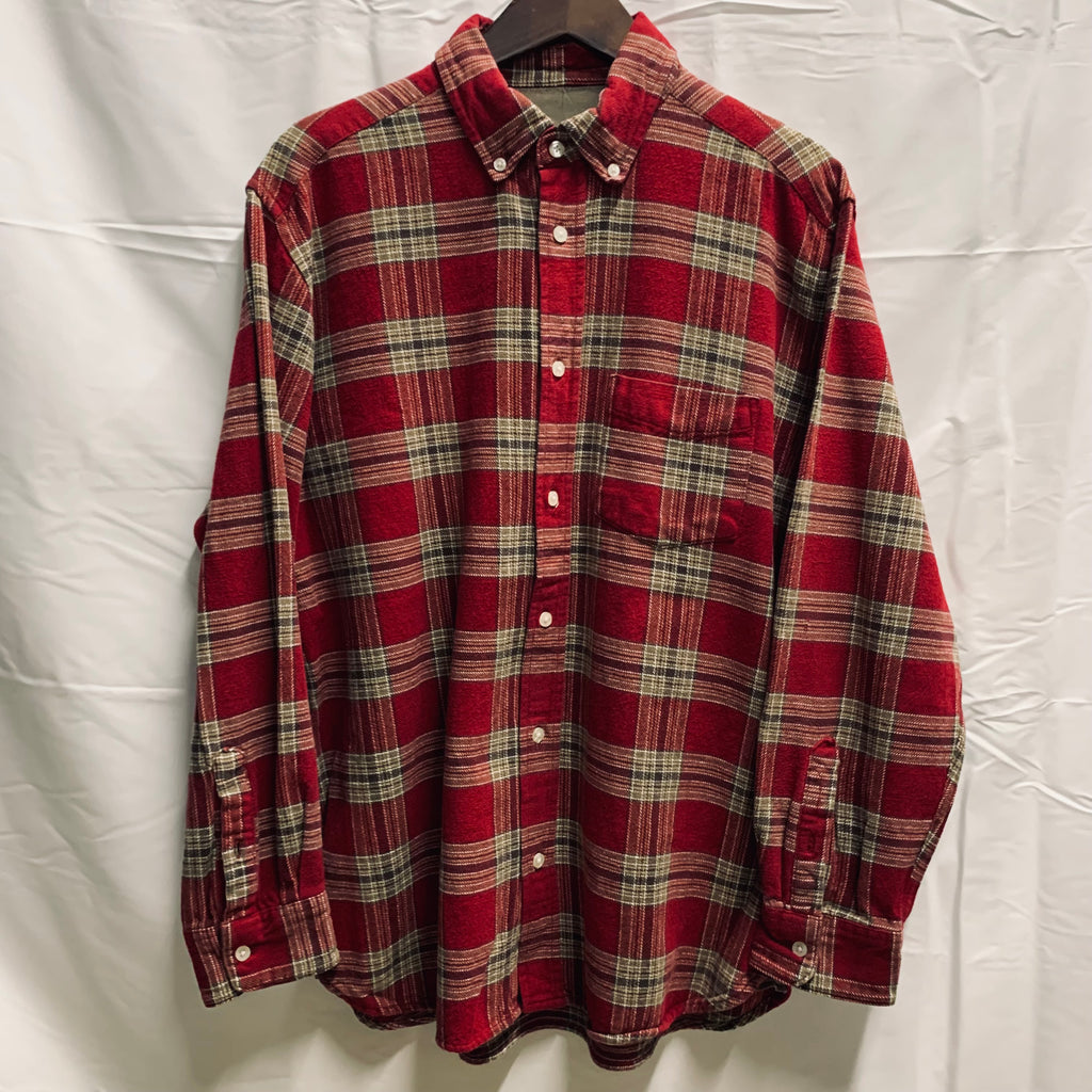【中古】【古着】OLD NAVY チェック シャツ レッド×アイボリー Lサイズ