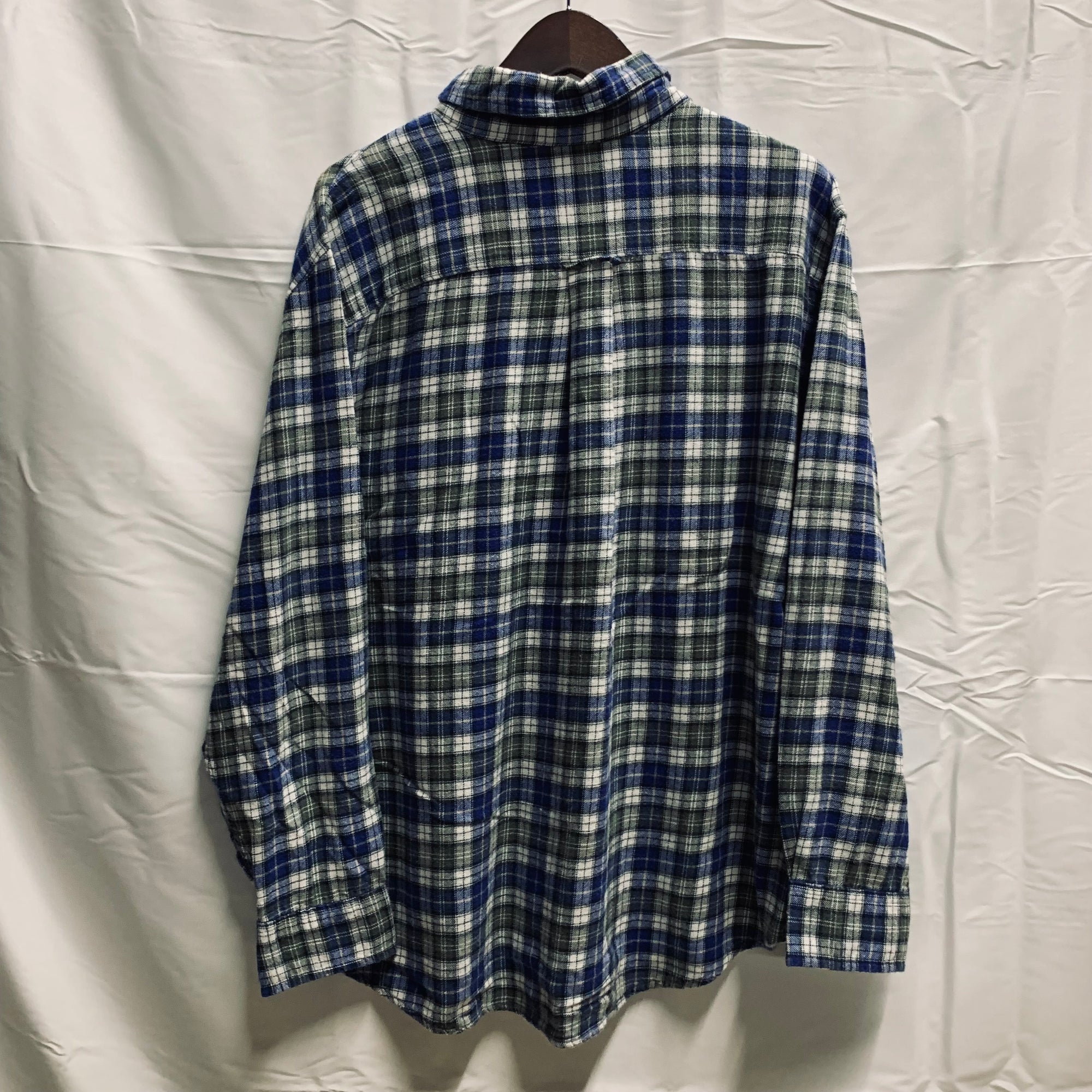 【中古】【古着】CHAPS チェック シャツ ブルー×ホワイト×グリーン XLサイズ
