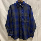 【中古】【古着】HAGGAR チェック シャツ ブルー×グレー Mサイズ