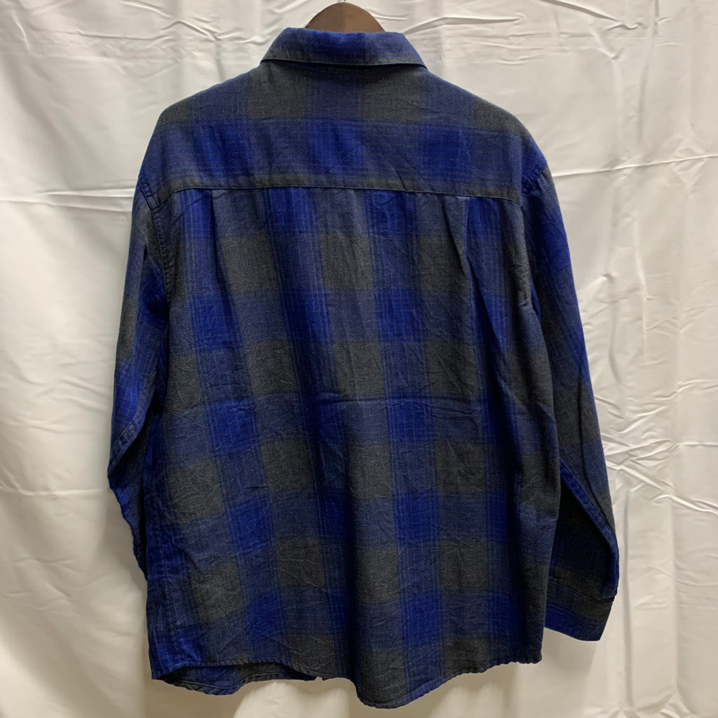 【中古】【古着】HAGGAR チェック シャツ ブルー×グレー Mサイズ