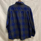 【中古】【古着】HAGGAR チェック シャツ ブルー×グレー Mサイズ