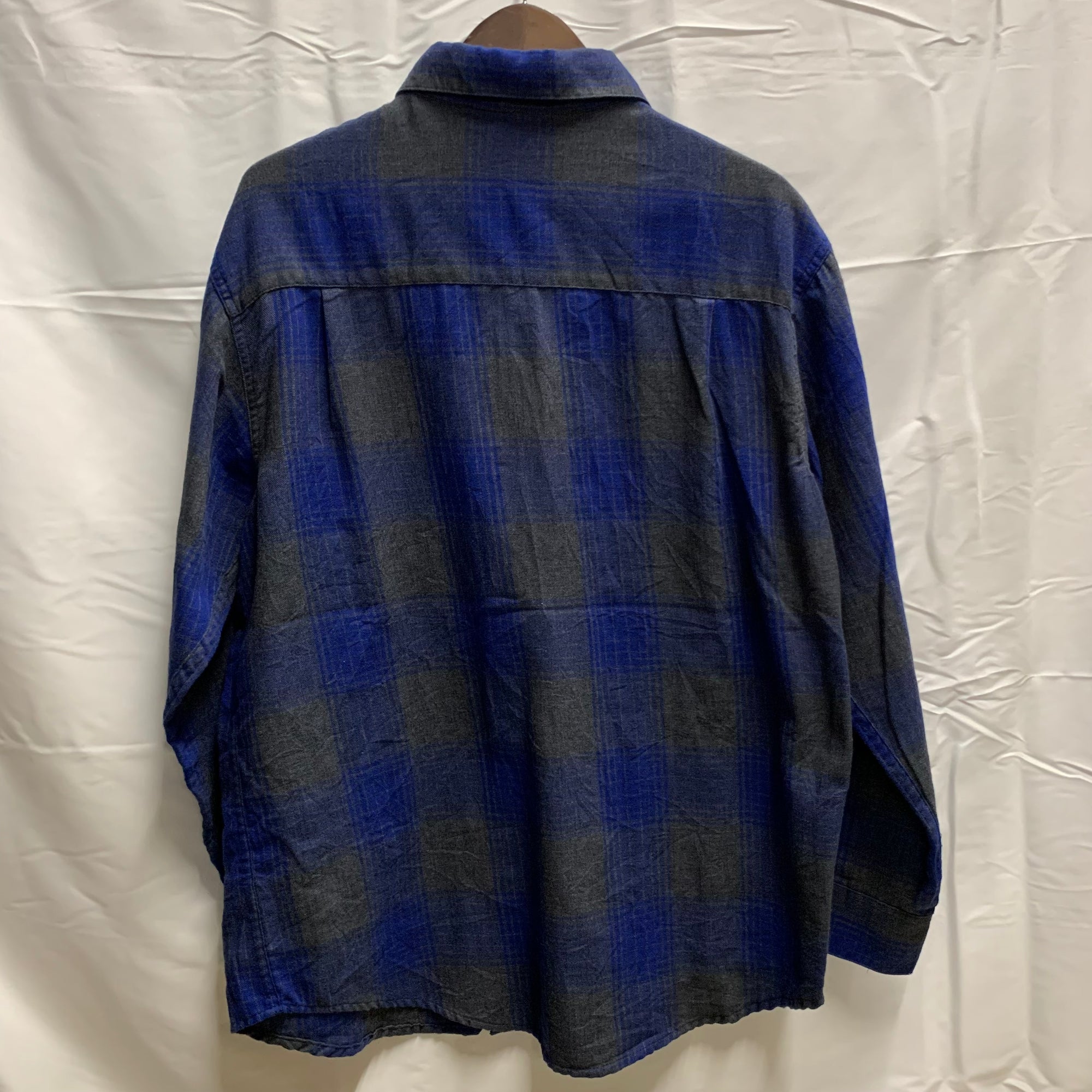 【中古】【古着】HAGGAR チェック シャツ ブルー×グレー Mサイズ