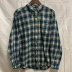 【中古】【古着】Saddlebred チェック シャツ グリーン×ホワイト×ネイビー Lサイズ
