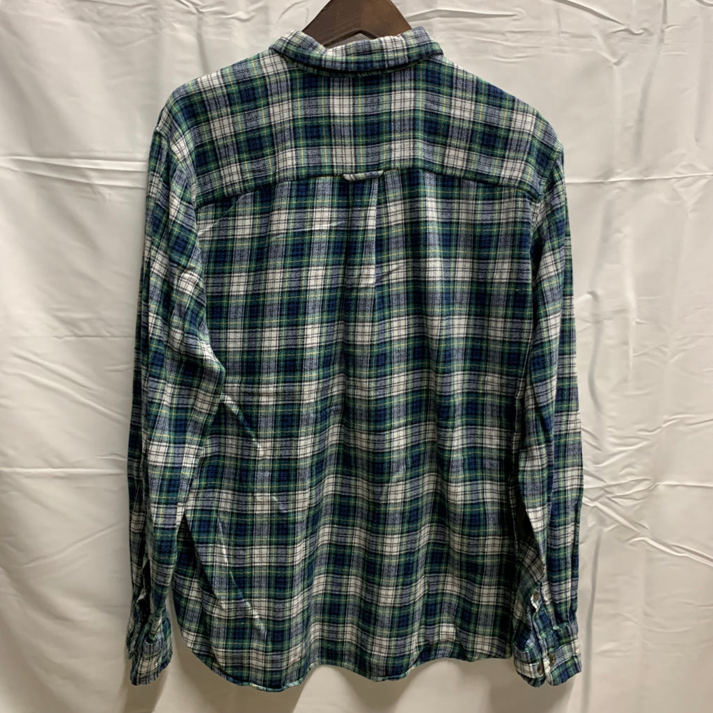 【中古】【古着】Saddlebred チェック シャツ グリーン×ホワイト×ネイビー Lサイズ