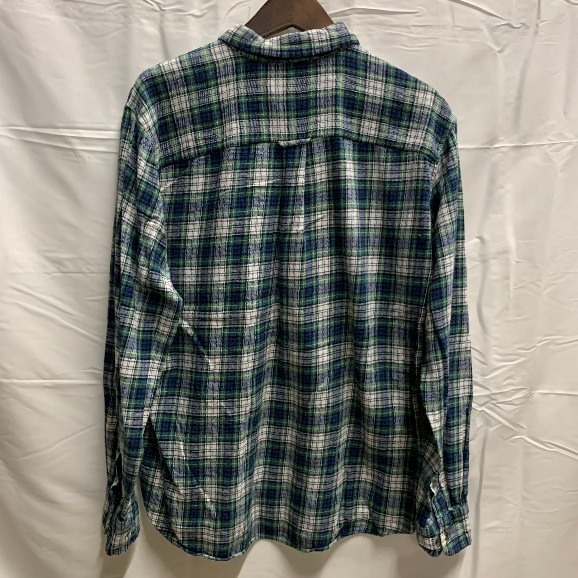 【中古】【古着】Saddlebred チェック シャツ グリーン×ホワイト×ネイビー Lサイズ