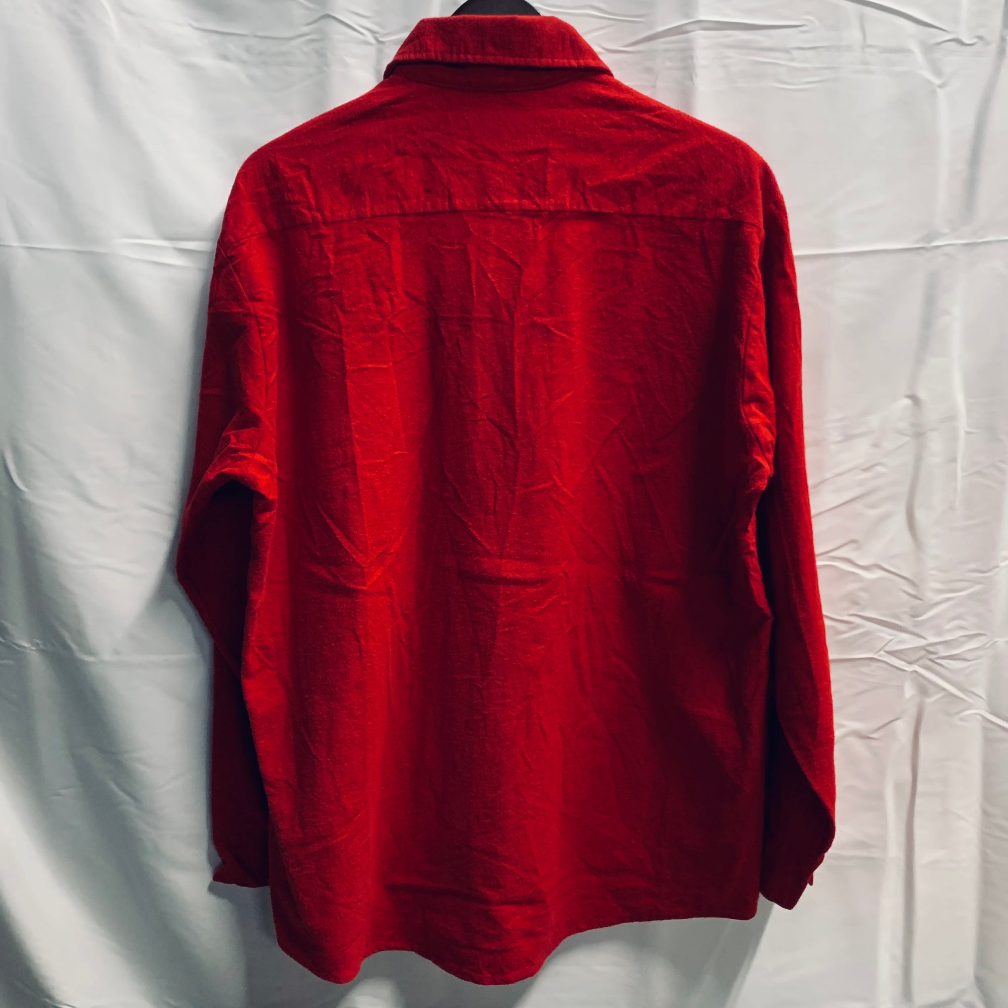 【中古】【古着】 無地 ネルシャツ レッド Lサイズ