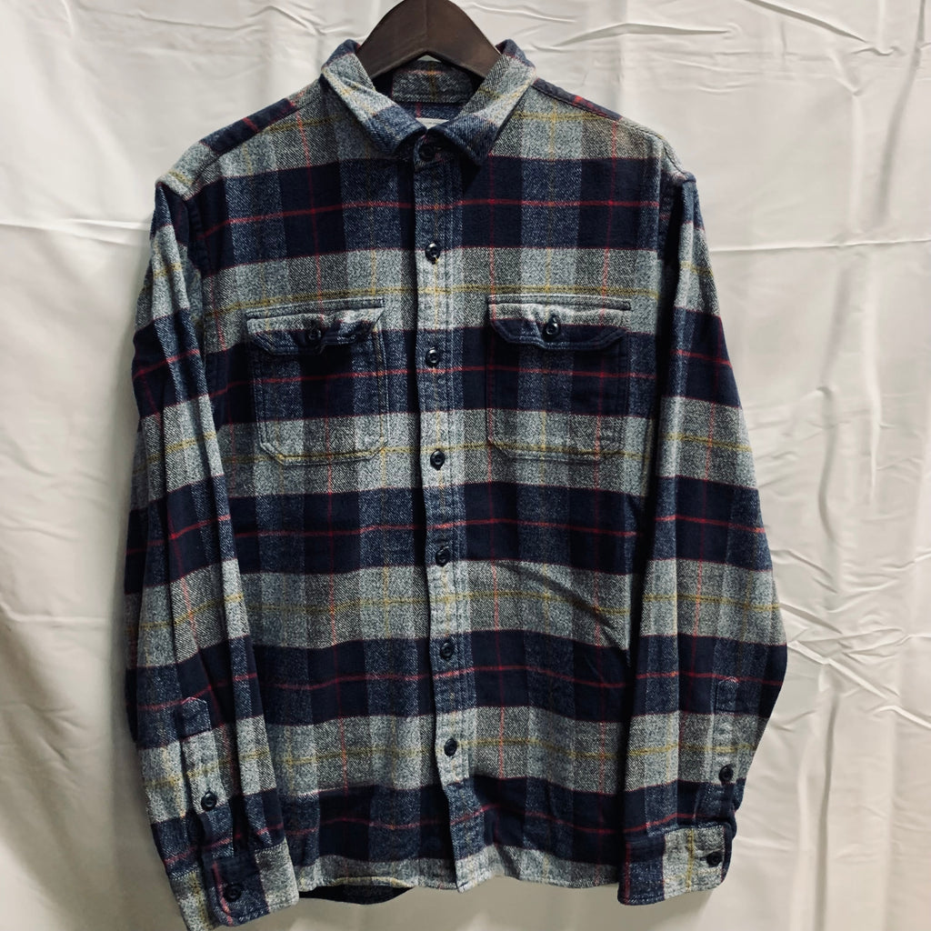 【中古】【古着】OLD NAVY チェック シャツ ネイビー×グレー Lサイズ