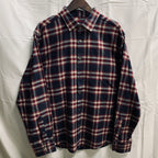 【中古】【古着】UNTUCKit チェック シャツ ネイビー×アイボリー×レッド X-LARGEサイズ