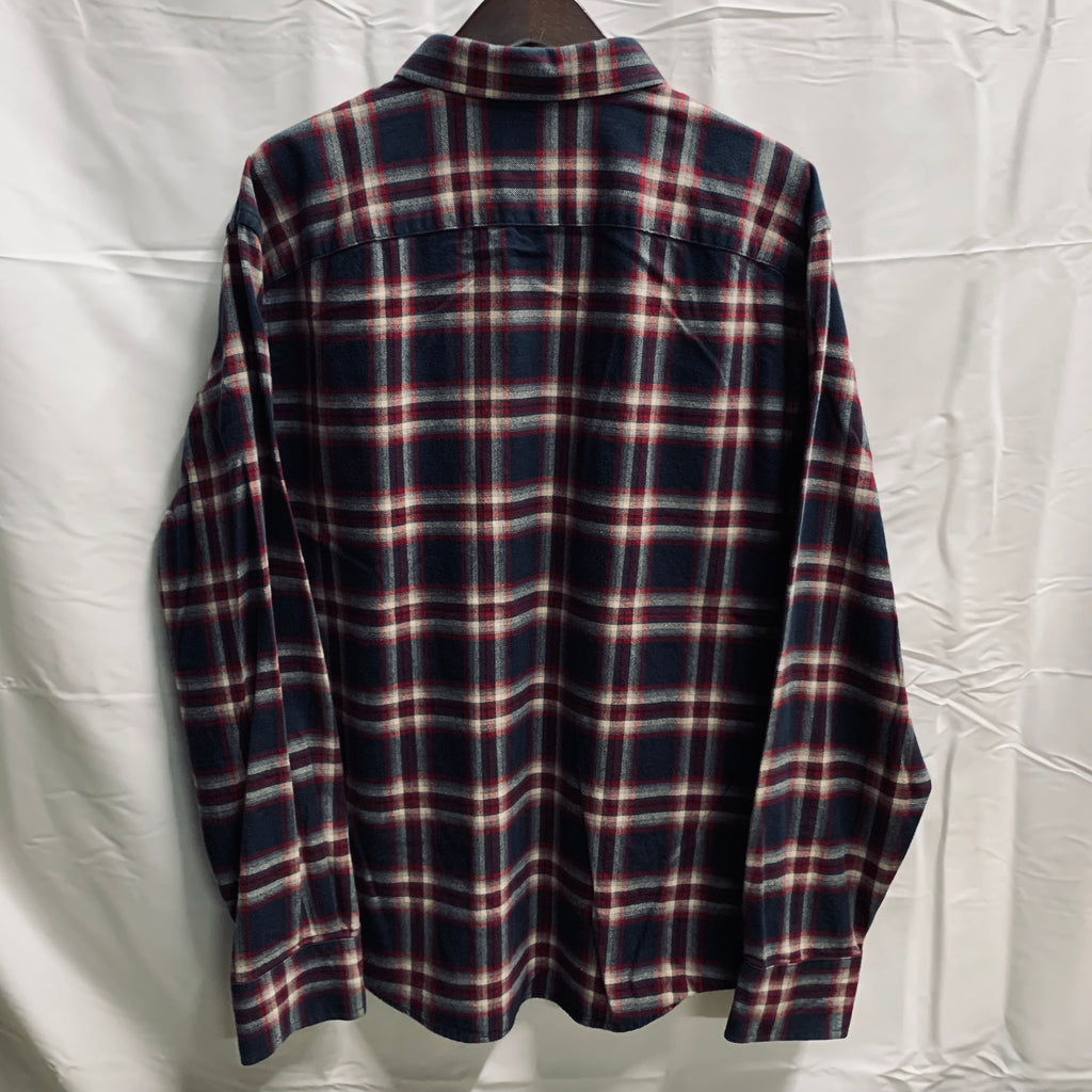 【中古】【古着】UNTUCKit チェック シャツ ネイビー×アイボリー×レッド X-LARGEサイズ