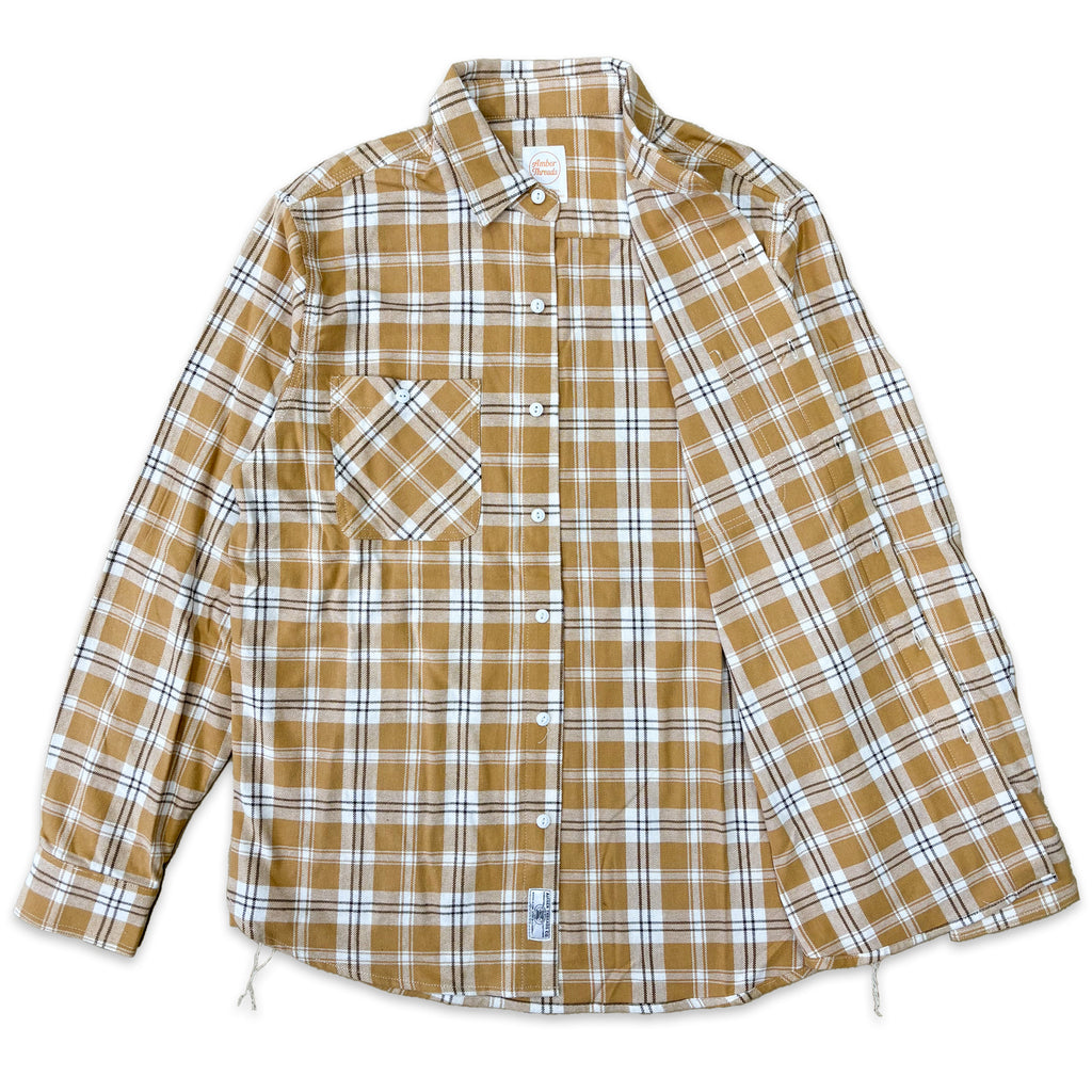 先染めコットン チェックフランネルワークシャツ / Cotton Flannel Check Shirt 【Amber Threads】