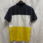【古着】TOMMY HILFIGER ボーダーロゴ S/S ポロシャツ ネイビー×ホワイト×イエロー Mサイズ