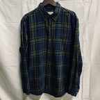 【中古】【古着】St. John's Bay チェック シャツ グリーン×ネイビー×イエロー Lサイズ