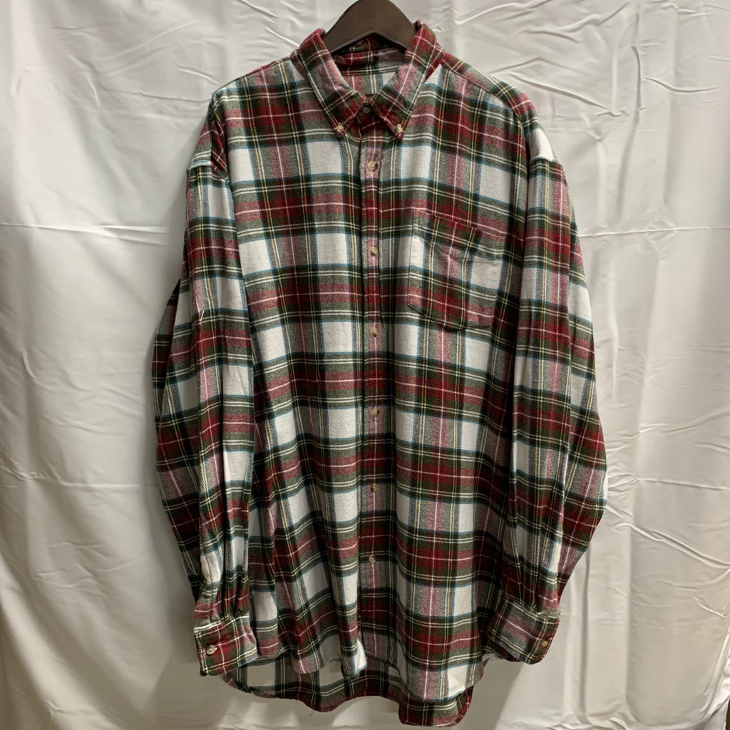 【中古】【古着】RED HEAD チェック シャツ ホワイト×グリーン×レッド XLTサイズ