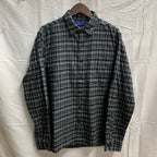 【中古】【古着】APT.9 チェック シャツ ブラック×グリーン×グレー Mサイズ