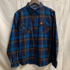 【中古】【古着】THE AMERICAN OUTDOORSMAN チェック シャツ ブルー×ネイビー×ブラウン Mサイズ