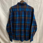 【中古】【古着】THE AMERICAN OUTDOORSMAN チェック シャツ ブルー×ネイビー×ブラウン Mサイズ