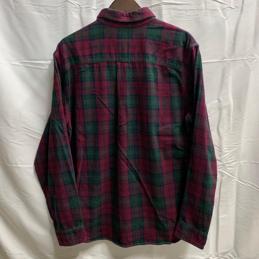 【中古】【古着】L.L.Bean チェック シャツ ボルドー×グリーン Mサイズ