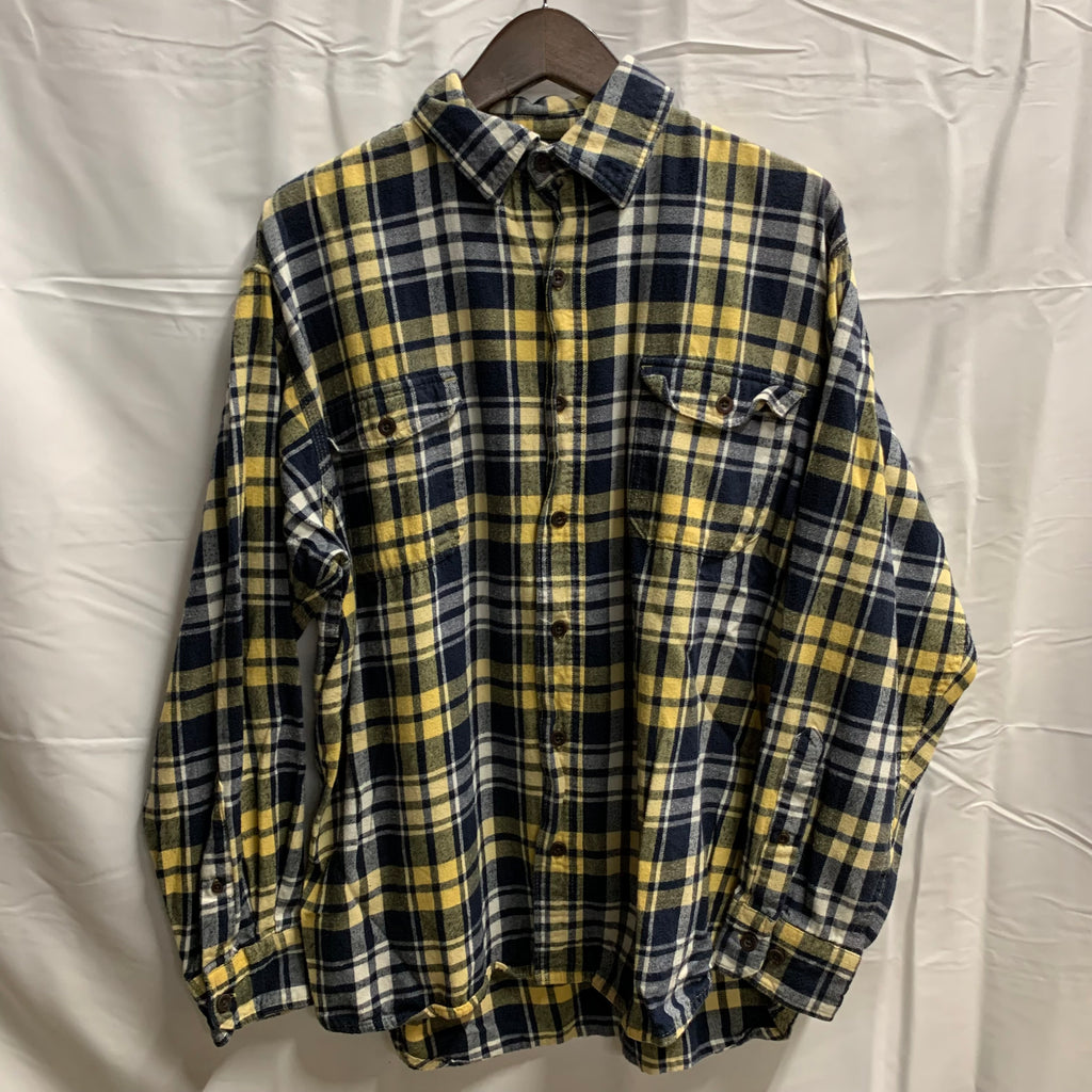 【中古】【古着】RED HEAD チェック シャツ ネイビー×イエロー×ホワイト Mサイズ