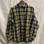 【中古】【古着】RED HEAD チェック シャツ ネイビー×イエロー×ホワイト Mサイズ
