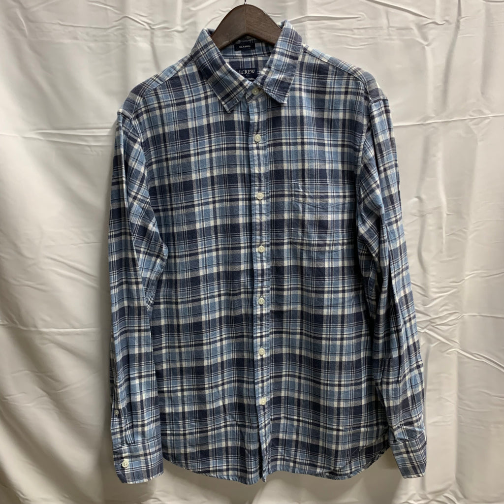 【中古】【古着】J.CREW チェック シャツ ブルー×ネイビー×ホワイト Mサイズ