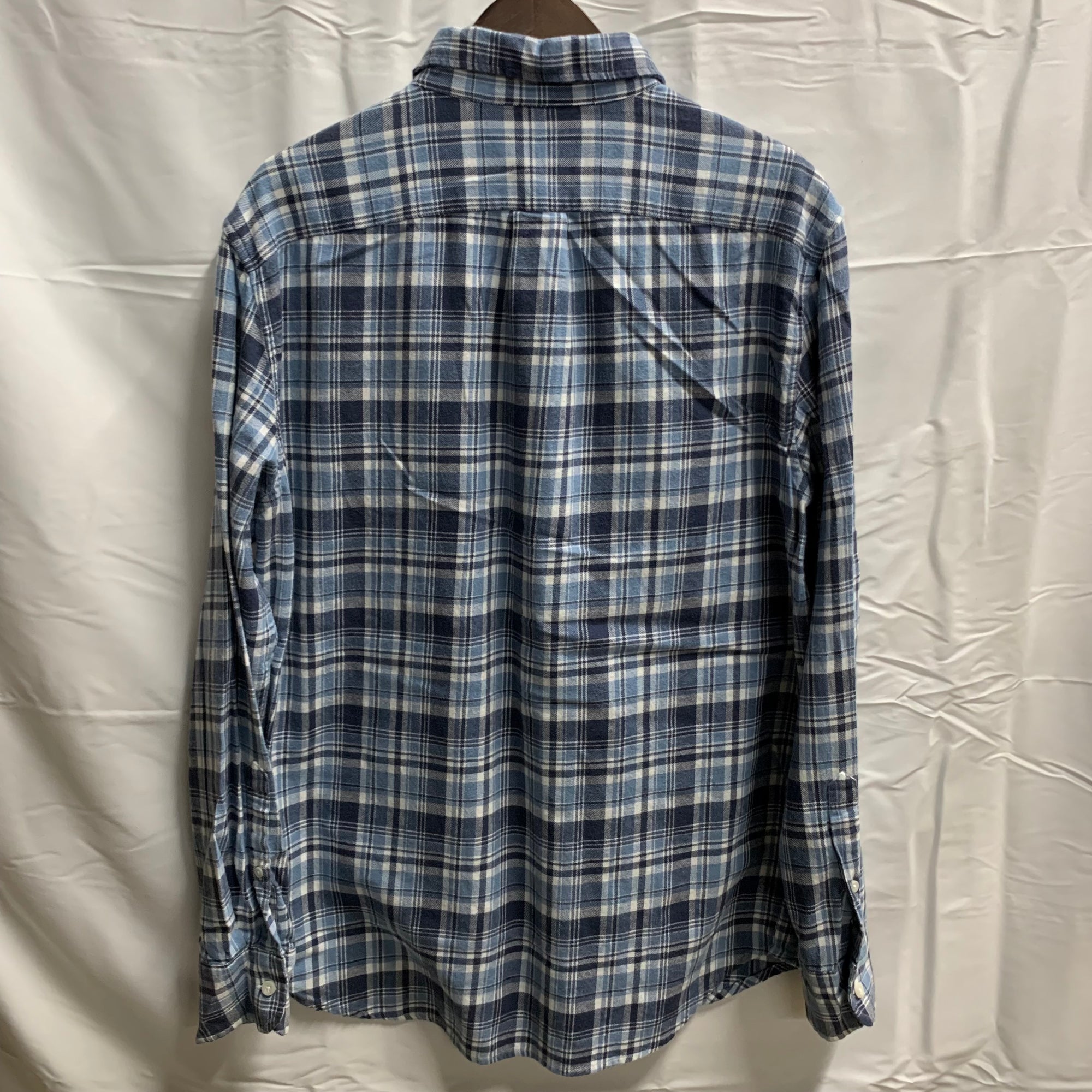 【中古】【古着】J.CREW チェック シャツ ブルー×ネイビー×ホワイト Mサイズ