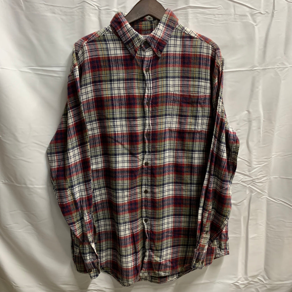 【中古】【古着】Croft&Barrow チェック ネルシャツ レッド×ホワイト×ネイビー Lサイズ