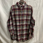 【中古】【古着】Croft&Barrow チェック ネルシャツ レッド×ホワイト×ネイビー Lサイズ