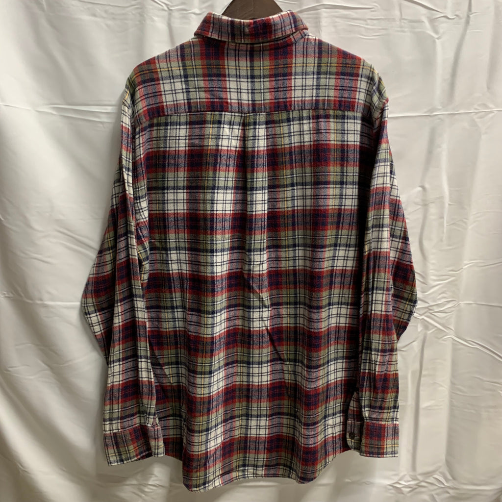 【中古】【古着】Croft&Barrow チェック ネルシャツ レッド×ホワイト×ネイビー Lサイズ