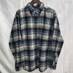 【中古】【古着】Eddie Bauer チェック シャツ ブルー×ネイビー×アイボリー Lサイズ
