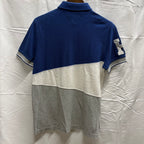 【古着】TOMMY HILFIGER ボーダー S/S ポロシャツ ブルー×ホワイト×グレー Sサイズ