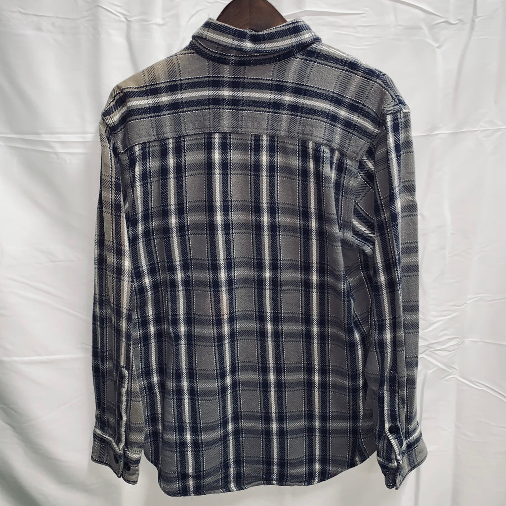 【中古】【古着】HIGH SIERRA チェック ネルシャツ ネイビー×グレー×ホワイト Sサイズ