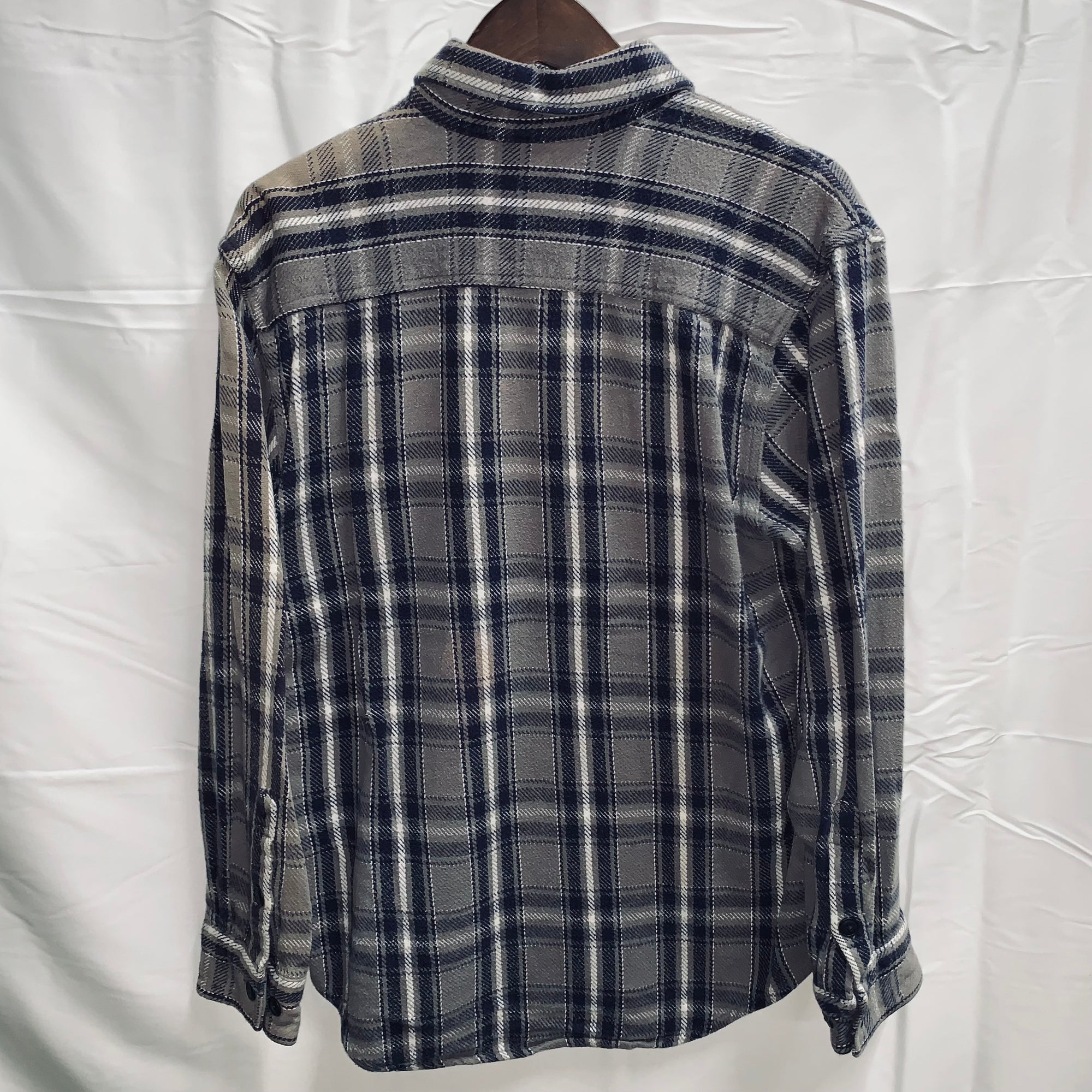 【中古】【古着】HIGH SIERRA チェック ネルシャツ ネイビー×グレー×ホワイト Sサイズ